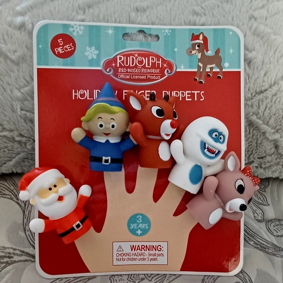 NWT Target Faux Fur & Antler Headband and Set of 5 Rudolph Finger Puppets - Picture 4 of 6